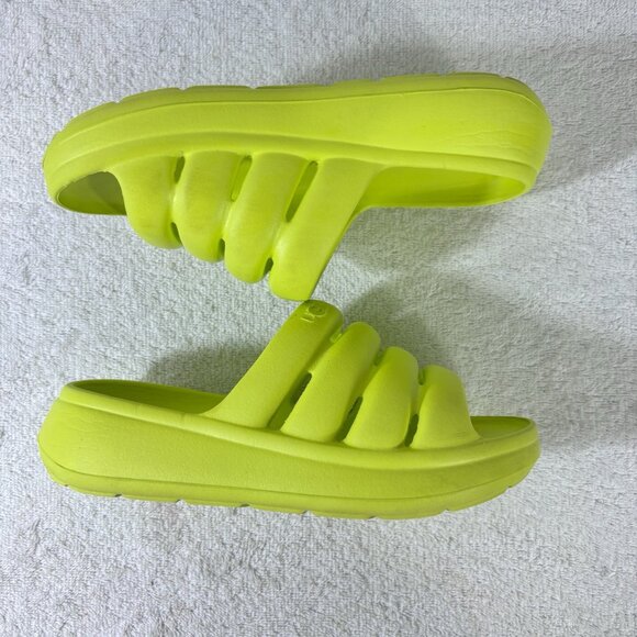 UGG Kids Sport Yeah Slides Size K2 Neon Lime Green Slip Ons - Picture 10 of 13